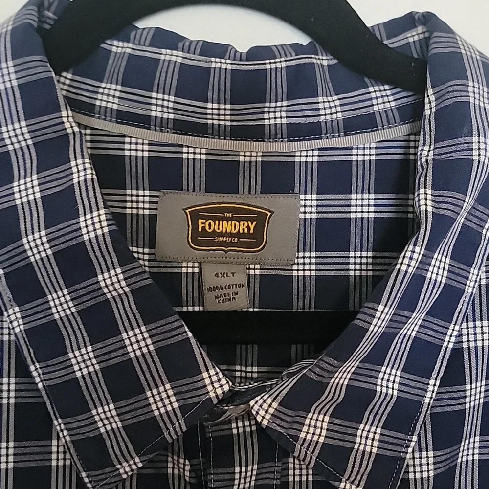 The Foundry Supply Co. Navy Plaid Button Down Shirt,NEW , SIZE 4 XLT - Picture 5 of 5
